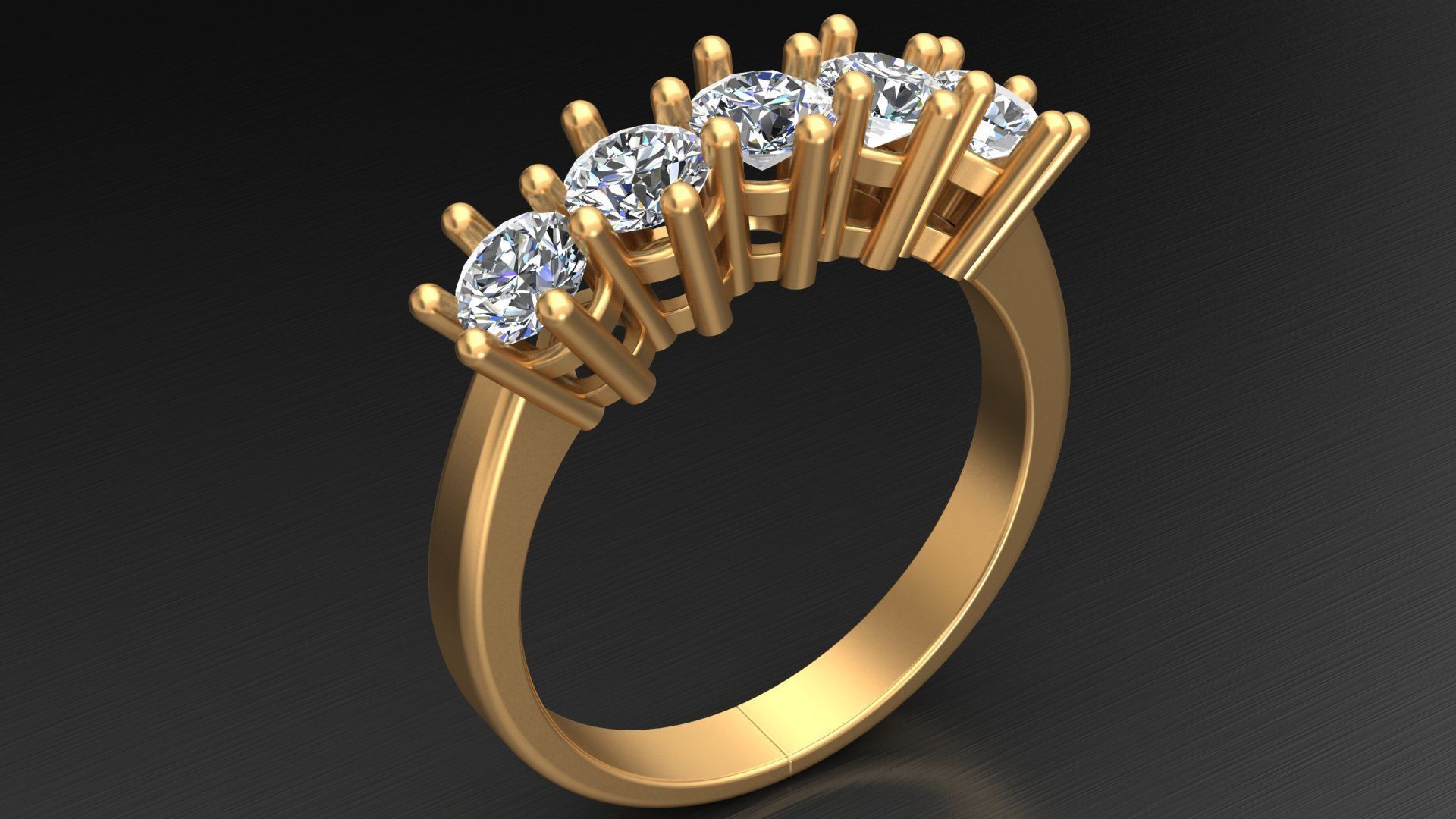 cinco pedra de diamante casamento noivado, anel ouro jóias o engajamento 5 anos gem printable a mulher moda garota noiva 25 branco pessoas humanos anéis 3D print model - Mito3D