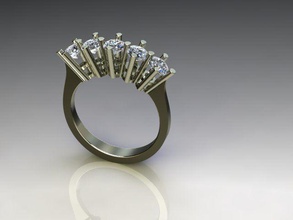 cinco anillos de piedra la joyería lujo brillante gem anillo el diamante compromiso boda oro rosa plata acristalamiento zafiro moda y belleza imprimible los 3d print model - Mito3D