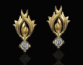 fiamma orecchini gemme 3d stampabile stl gioielleria orecchino oro argento platino sterlina pietra preziosa gioiello donne leva moda elegante fuoco 3d print model - Mito3D