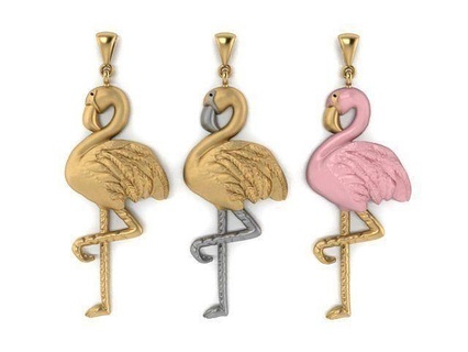 flamingo pingente ouro joalheria imprimível diamante esterlina colar moda beleza pássaro mulheres Pendnat cafajeste Shayeste Projeto prata Fénix animal zbrush escultura jóia pingentes 3d print model - Mito3D