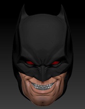 punto inflamabilidad batman cabeza esculpir loco mezco flashpoint dc comics héroe cómic superhéroe murciélago juegos juguetes 3d print model - Mito3D