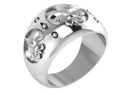 fleur de lis ornament ring 0127 gold diamond pave jewelry silver manufacturing fashion design engagement gem printable sterling bracelet cuban earring necklace pendant rings 3d print model - Mito3D
