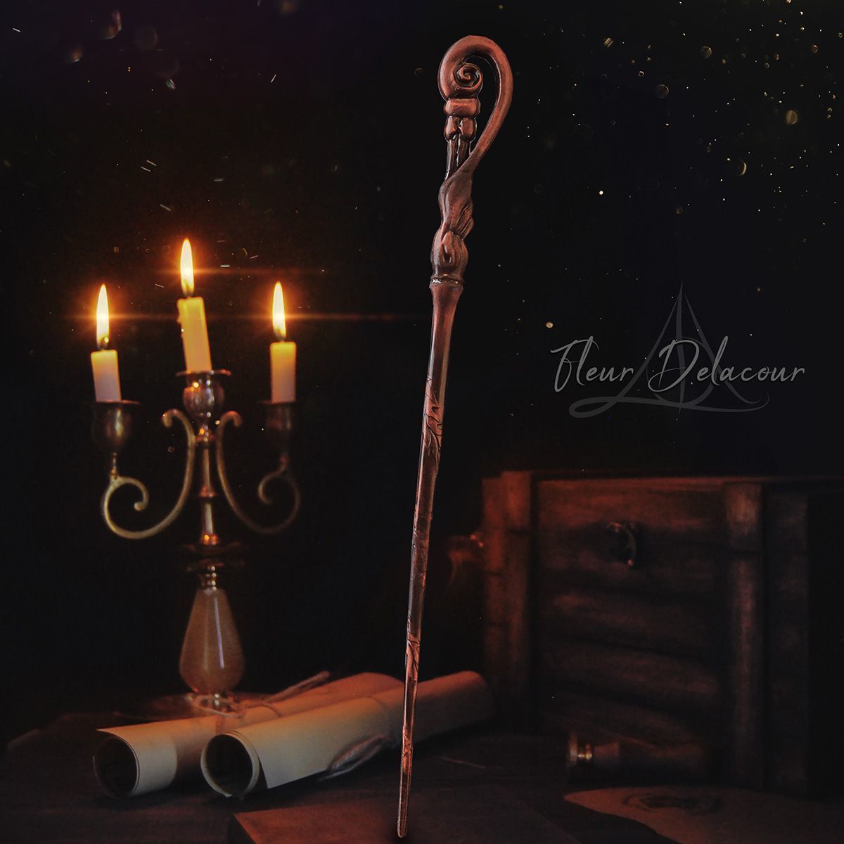 fleur delacour wand - harry potter harrypotter fleurdelacour hogwarts hpwands elder albus dumbledore lord voldemort sirius black triwizard goblet of fire hermione granger ronald weasley cedric diggory viktor krum dragon magic magical tom riddle games toys 3D print model - Mito3D