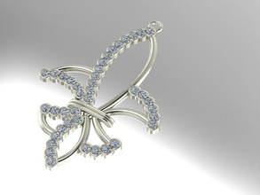 fleur de lis pendant diamond gold printable jewelry pendants 3d print model - Mito3D