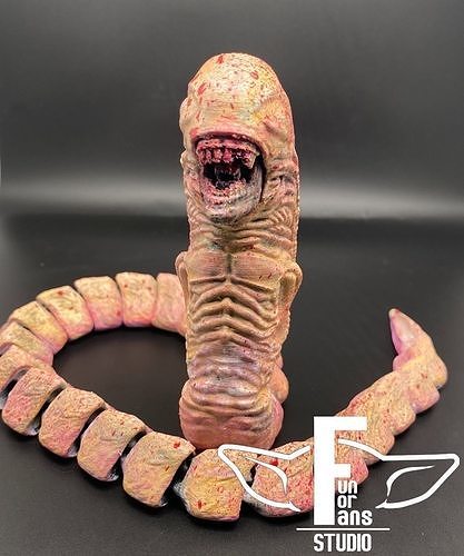 flexi alien chestburster print-in-place articulated xenomorph prin in place flexy flexible posable snap fit toy horror games toys 3D print model - Mito3D