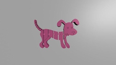 flexi dog flexible articulated dogs animal toys cartoon art mathematical 3d print model - Mito3D