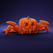 flexi halloween pumpkin print-in-place articulation animal creepy spooky scary monster flexible spider toy tarantul aranha print place nightmare toys games articulated christmas 3d print model - Mito3D