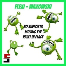 flexi mike wazowski print-in-place articulated monsters toy flexible print in place moving parts bendable hinged jointed attached joined bending articulate cartoon games toys 3d print model - Mito3D