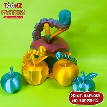 flexi print-in-place apple worm articulated flexy flexable linkage link links toy dan daniel sopala factory pinocchio fokoos fidget printinplace nosupports games toys 3d print model - Mito3D