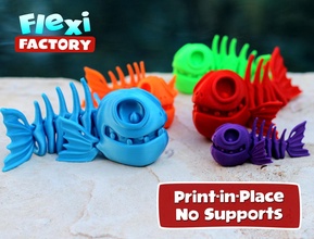 flexi print-in-place fish flexy flexable print in place posable linkage link links toy articulated swim games toys 3d print model - Mito3D