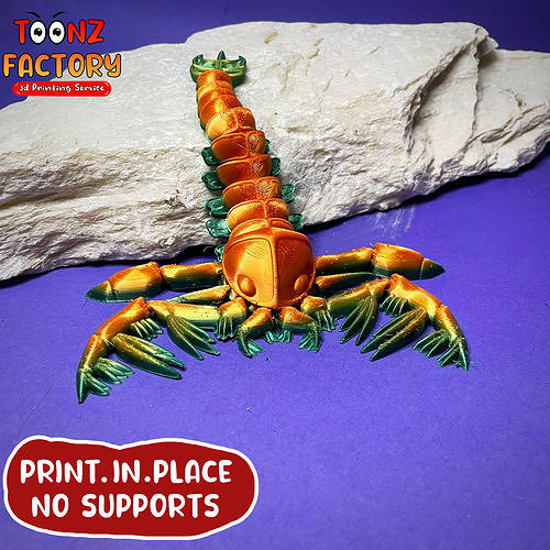 flexi print place Meer Skorpion Krabbe Biologie Achtung Klaue Tier flexy flexibel Verknüpfung Links Spielzeug artikuliert Fabrik Drachen printinplace Unterstützung mathematisch Kunst 3D print model - Mito3D
