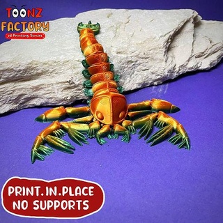 flexi print-in-place sea scorpion crab biology danger claw animal flexy flexable linkage link links toy articulated factory dragon printinplace nosupports mathematical art 3d print model - Mito3D