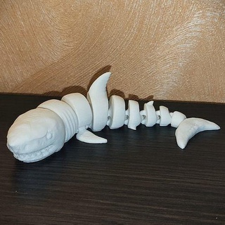 flexi realistisch Hai Fisch Tiere Meer Ozean Tier Natur artikuliert flexibel weißer weiße Figur Spielzeug printinplace Kunst Skulpturen 3d print model - Mito3D