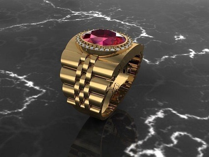 flexible anillo hombres joyería joya imprimible platino plata brillante oro lujo suizo reloj Suiza roby Moda rolex deporte anillos 3d print model - Mito3D