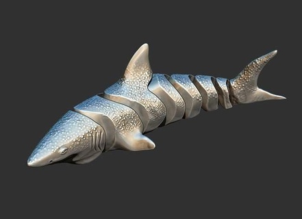 flexishark flexi shark articulated toys nosupports art sculptures 3d print model - Mito3D