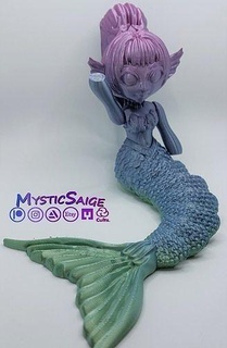 flexy chibi mermaid cute doll toy articulated articulatiing flexible flexi flexy mermaid girl chibi tail fin swivel fidget wiggle adorable fantasy mysticsaige art sculptures  3d print model - Mito3D