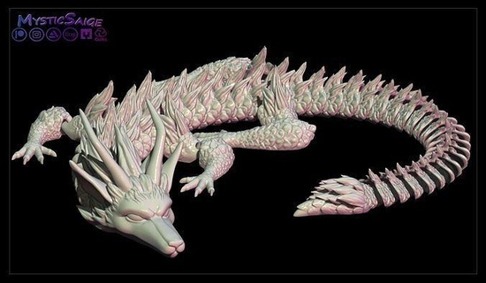 flexy furry dragon articulated articulating flexi flexy flexible toy fidget wiggle toy print place supports dragon chinese dragon pet mythical creature mythology mysticsaige furry dragon magical legend art sculptures  3d print model - Mito3D