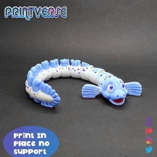 flessibile stampa in posto carina anguilla pesce acqua pesca natura gioco acquatico oceano mare creatura stampabile giochi giocattoli 3d print model - Mito3D