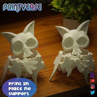 flexy print place skeleton bat halloween horror character fantasy scary cartoon fear ghost evil witch cauldron magic spooky printable games toys 3d print model - Mito3D