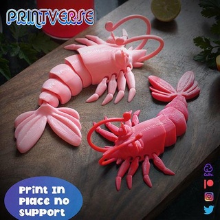 flexível camarão impressão colocar suporte peixe frutos mar oceano lagosta crustáceo caranguejo 3d imprimível stl brinquedo fofa bebê jogos brinquedos 3d print model - Mito3D