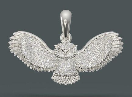 flight jewellery owl pendant sculpture pet jewelry medalion art animal relief bird gold silver flat jewel trinket pendants 3d print model - Mito3D