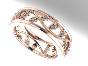 floral de la banda joyería filigrana el diamante oro anillo los anillos 3d print model - Mito3D