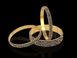 floreale scolpito bangle2 braccialetto gioielleria moda gemma nozze argento oro fiore antico tradizionale intaglio foglie foglia filigrana polsino bellezza braccialetti 3d print model - Mito3D