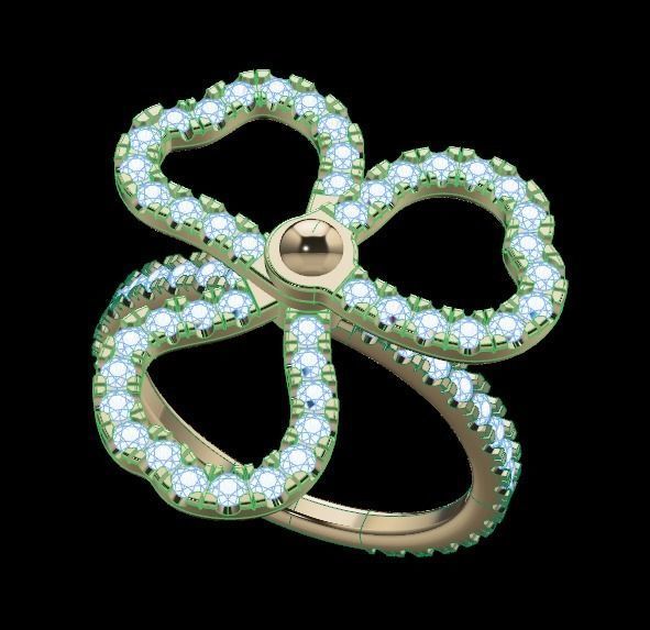 floreale delicato diamante squillare gioielleria gioiello nozze Fidanzamento moda gemma fiore 3D print model - Mito3D