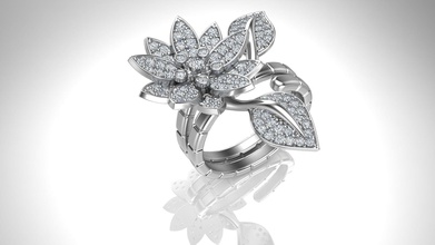 floral design - 3 gioielli 3d il diamante faccia ragazza oro ciondoli anello anelli rosa rubini ruby argento la sterlina bianco donna giallo 3d print model - Mito3D