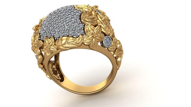 la conception florale bijoux 3d de le diamant visage jeune fille or pendentifs l'anneau les anneaux rose rubis ruby d'argent livre sterling blanc femme jaune 3d print model - Mito3D