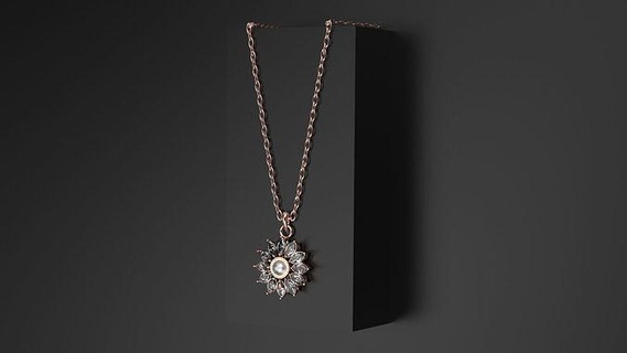 floral diamond 3d model pendant necklace jewelry gold jewellery fashion beauty silver pendants 3d print model - Mito3D