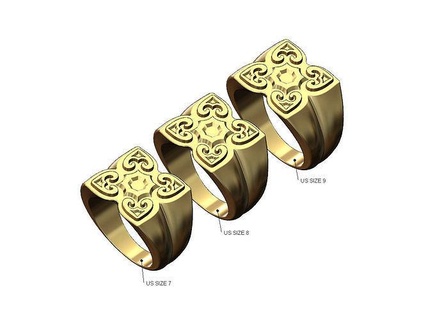 floral ornament large fashion ring us sizezs 7 8 9 jewelry printable gold silver jewellery sterling vintage statement signet square vintag italian engraving 3d model rings 3d print model - Mito3D