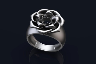 floral ring 2 flower jasmine petel printable beautiful silver shining platinum art jewelry rings 3d print model - Mito3D