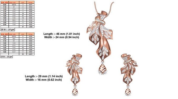 floral Rose or pendentif diamants 1 brillant goujat conception détail diamant engagement gemme bijou bijoux platine imprimable bague anneaux argent mariage pentant 3d print model - Mito3D