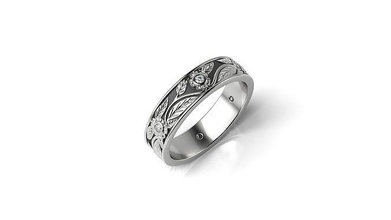 floreale stile nozze gruppo musicale gioielleria squillare diamante stampabile oro argento platino brillante prototipazione fiore moda anelli 3d print model - Mito3D
