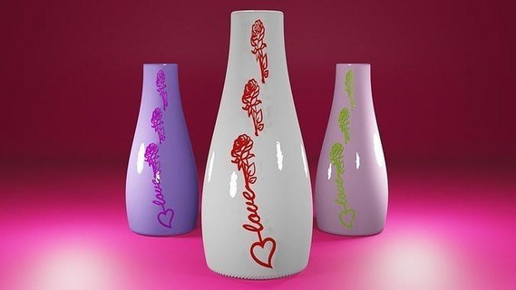 floreale vaso 2 fiore filamento casa arredamento modalità decorazione pianta fiori rosa Casa 3d print model - Mito3D