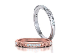floreale banda di nozze proprio disegno 3dmodel fiore anello fidanzamento gioielli bande band stampabile oro diamanti moda unica la natura dell'anello usa il canada belgio europa israele le anelli 3d print model - Mito3D