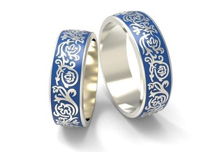 floral wedding bands enamel2 rings ring jewel jewellery jewelry gold 3d print model - Mito3D