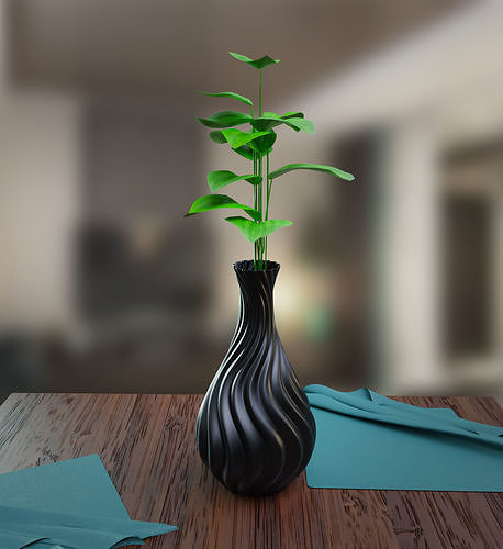 vaso flores moderno natureza folha madeira crescimento arte resumo vórtice contemporâneo criatividade plantar floresta latido casa decoração 3D print model - Mito3D
