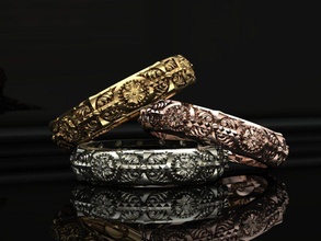 florete patrón Krimson sotavento joya joyería oro plata hombres mujer Moda belleza lujo Arte europeo anillo 3d print model - Mito3D