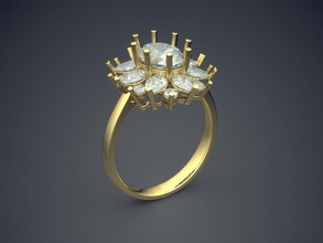flower-shaped engagement ring diamonds 2921 jewelry gold jewel jewellery rings wedding diamond brilliant cad gem platinum printable silver detail design 3d print model - Mito3D