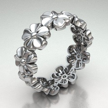 flor banda anillo ref-77 la joyería de novia diamante esmeralda regalo oro personalizada plata las mujeres solitario compromiso joyas platino los anillos boda blanco 3d print model - Mito3D