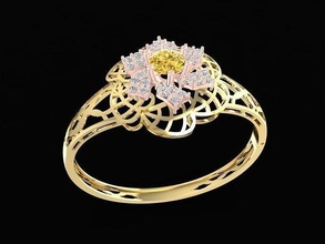 flower bangle 1208 jewelry fashion accessories gold diamond woman women design bracelets 3d print model - Mito3D