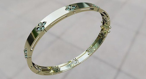 Blume Armband Gold Schmuck druckbar Diamant Juwel Hochzeit Engagement Armbänder 3d print model - Mito3D