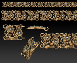 flower braselet jewelry gemms zbrush plastica sculpting bracelets 3d print model - Mito3D