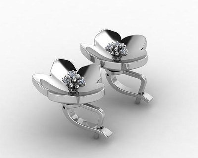 çiçek tomurcuklar tasarım moda model bitki küpe takı mücevher altın gümüş lüks dimond kızlar Giyim mobilya 3d baskı 3d print model - Mito3D