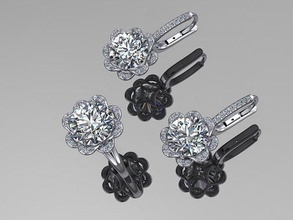 fleur diamant boucles d'oreilles bague Bureau émeraude luxe or imprimable brillant accessoire mode beauté bijoux saphir marque sterling 3d print model - Mito3D