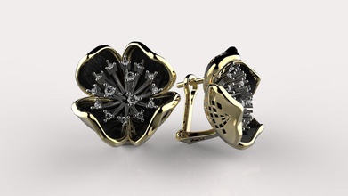 Blume Diamant-Ohrringe Schmuck Ohrringe jewllery Ringe Steine diamond Juwelen Ohrring 3d print model - Mito3D