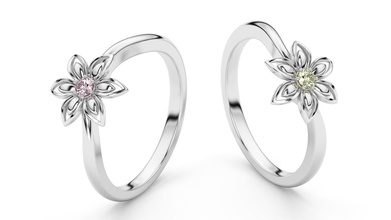 flor diamante anillo 02 3d enganchar compromiso oro joyería joya platino imprimible plata vendimia blanco naturaleza marca canalla anillos 3d print model - Mito3D