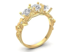 flor diamante anel 1541 joalheria moda acessórios ouro mulher mulheres Projeto argolas 3d print model - Mito3D